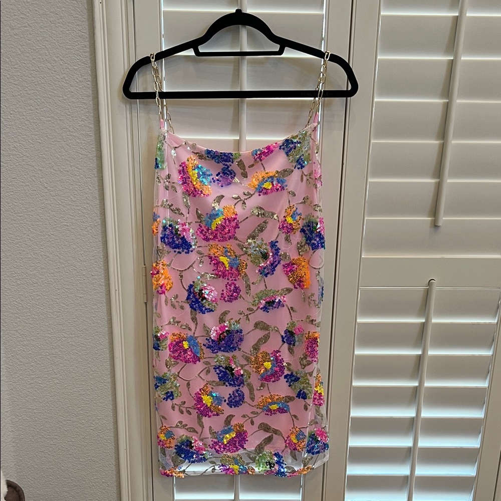 Floral Sequin Slip Dress